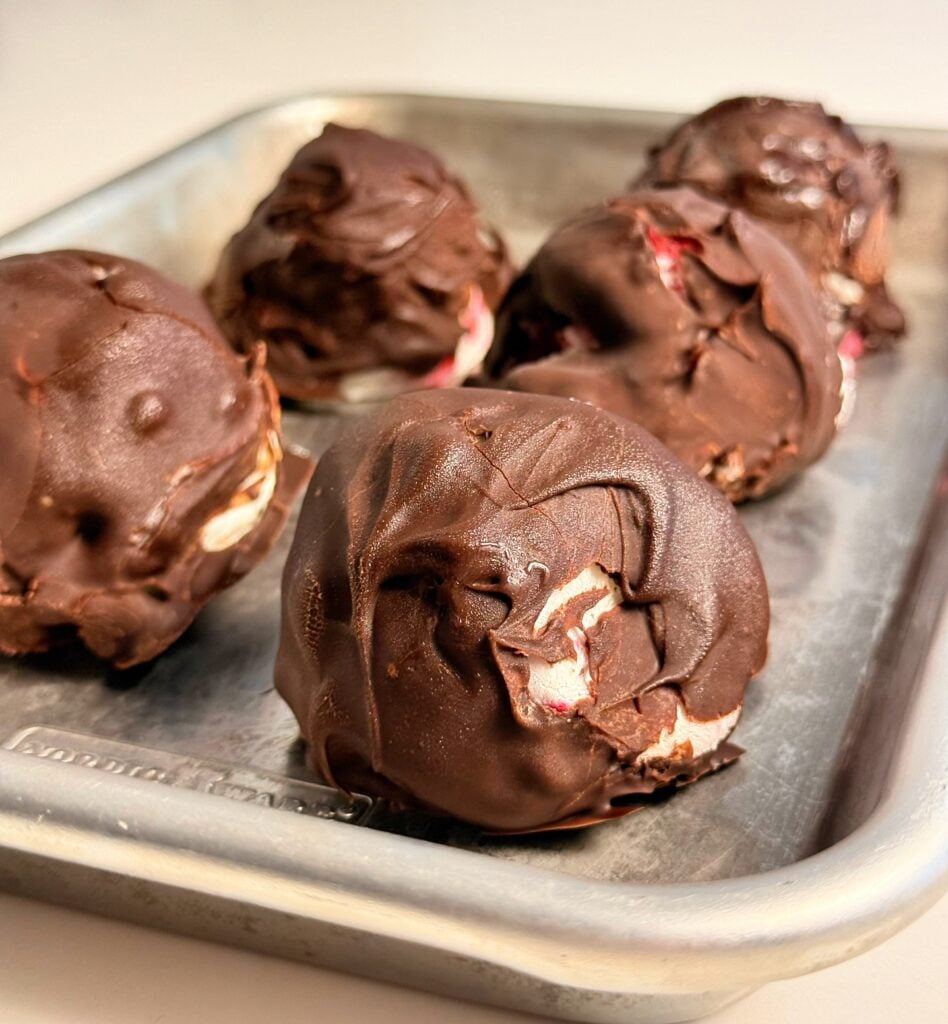 frozen yogurt bites on tray