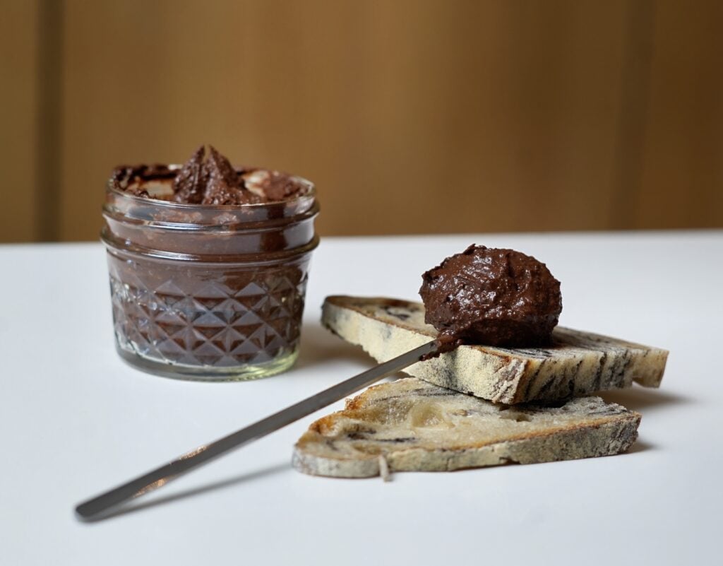 healthy nutella recipe on bread on board