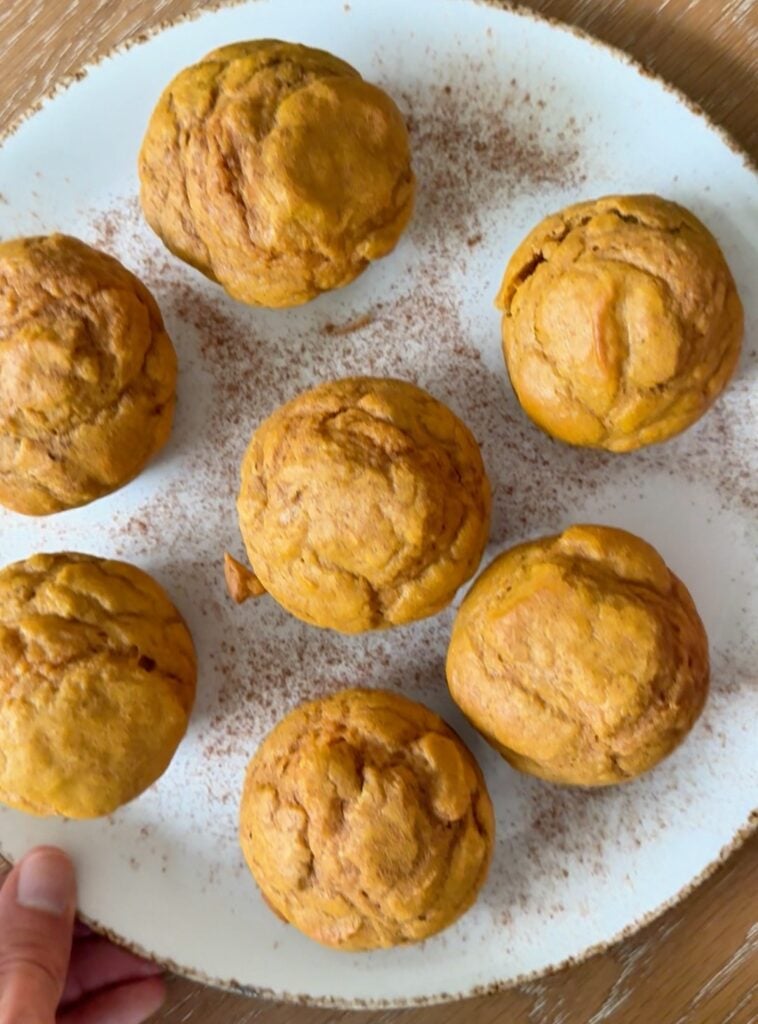 high protein pumpkin muffin on plate