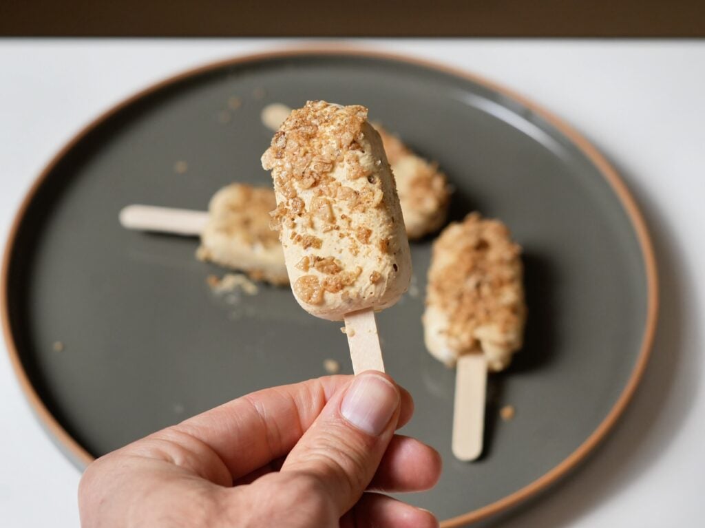 Ice Cream Bar on plate and hand
