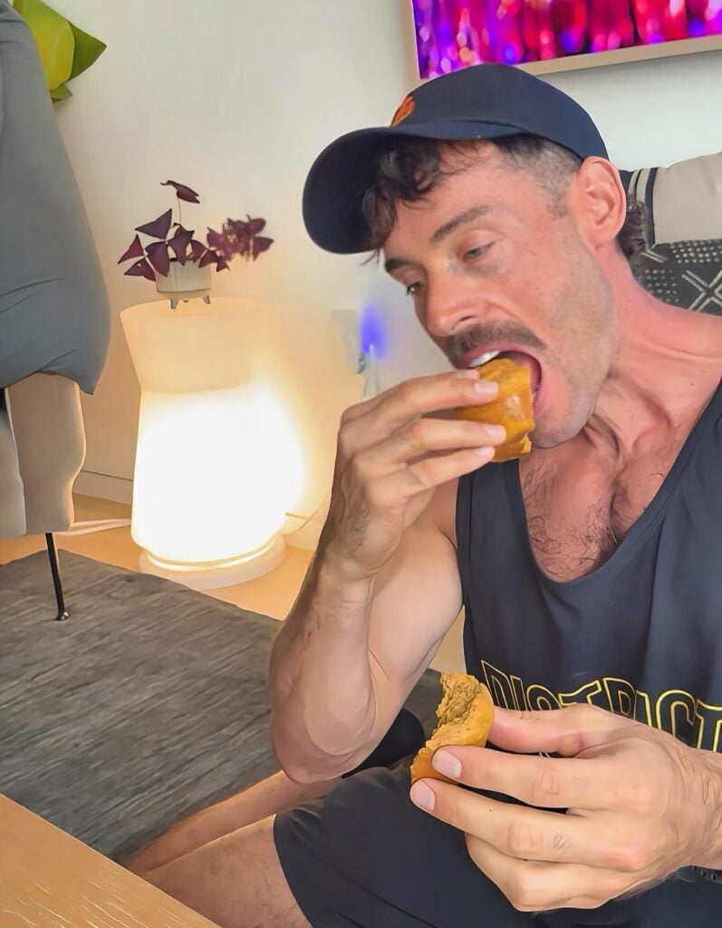 jacob eating high protein pumpkin muffin