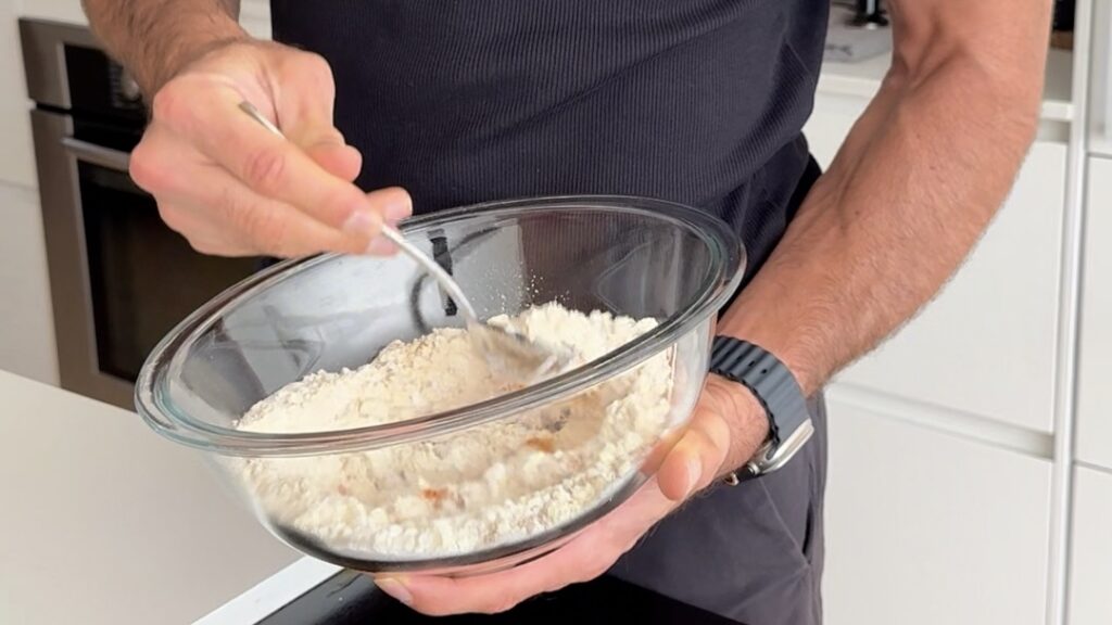 mixing pumpkin donut hole