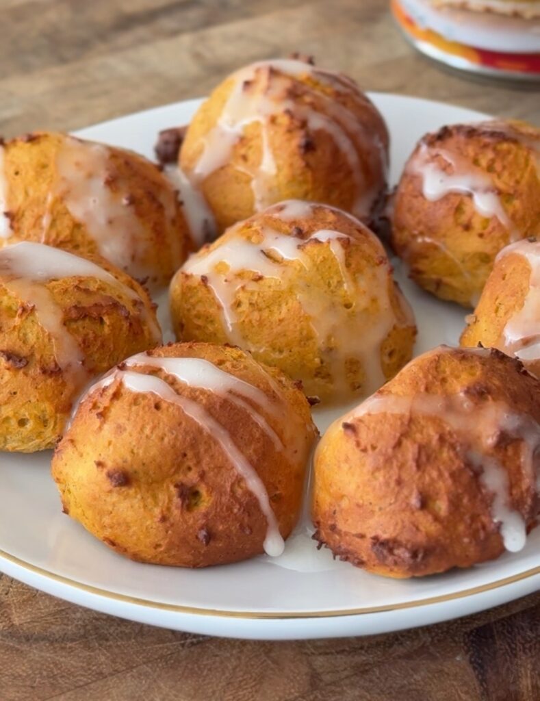 plate of protein air fryer donut hole pumpkin