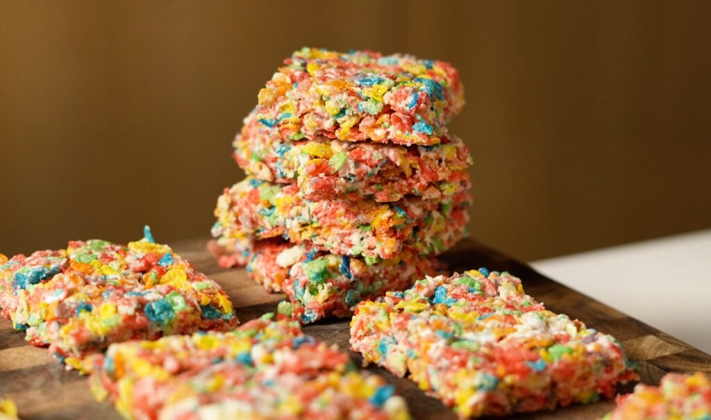 Protein Fruity Pebbles Rice Crispy Treats wide