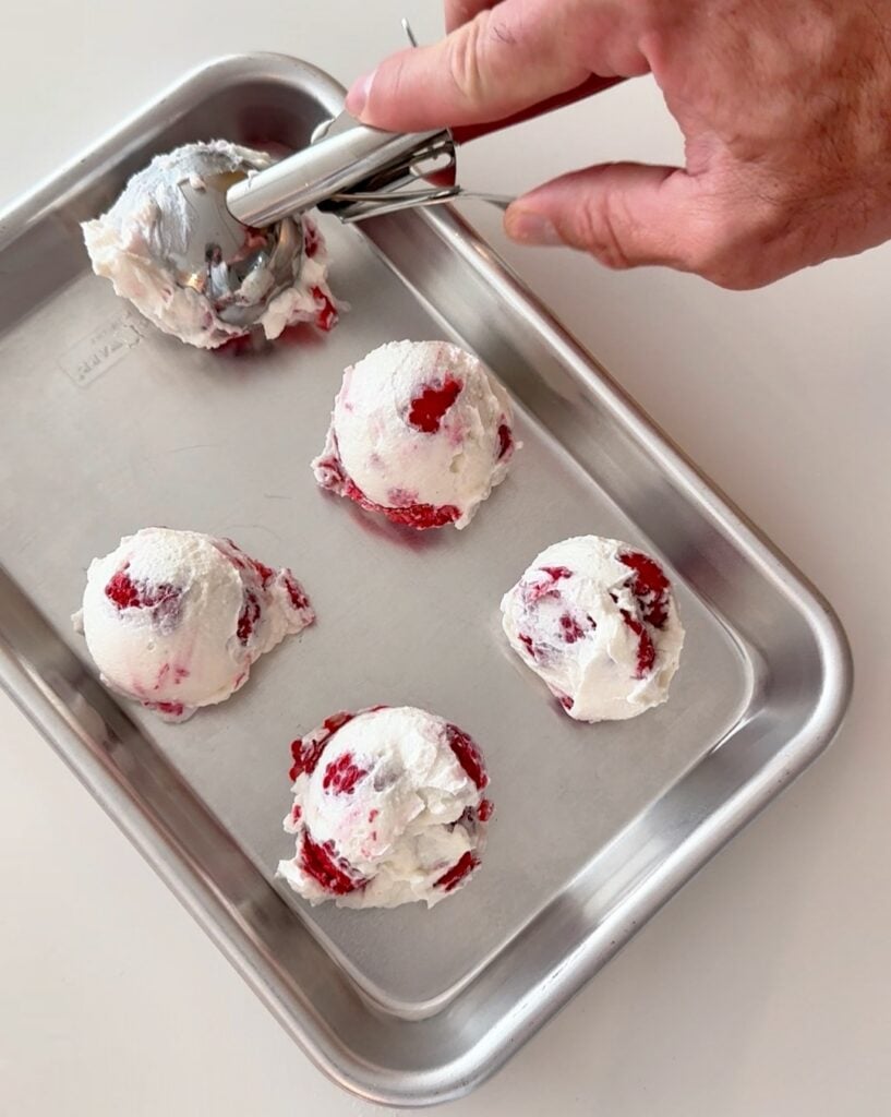 raspberry froyo bites scooped