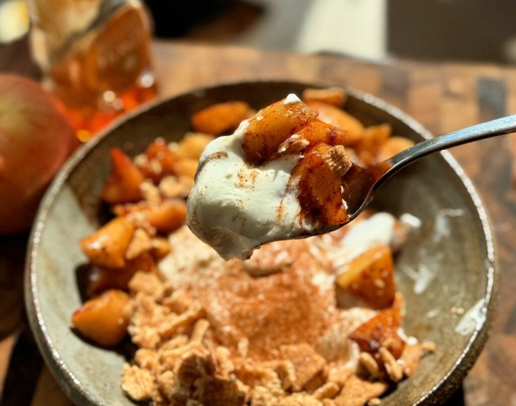 spoon full of Apple Pie Yogurt Bowl