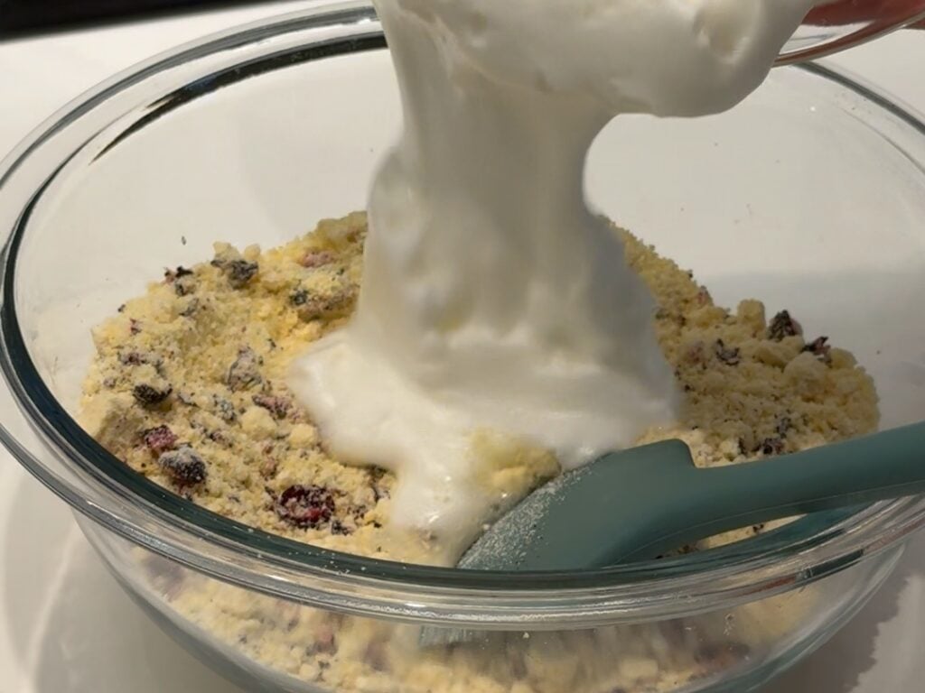 adding egg white to flour