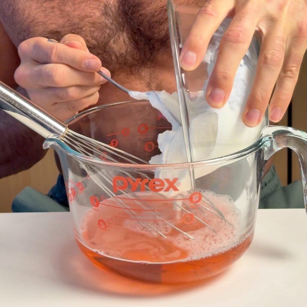 adding yogurt to gelatin mixture