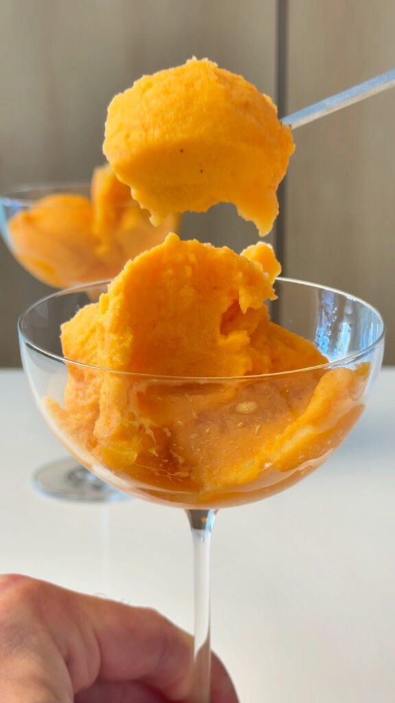 carrot and orange sorbet spoonful
