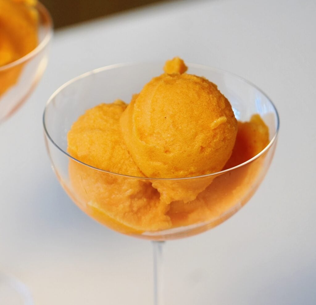 close up carrot and orange sorbet