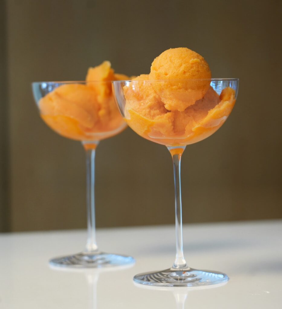close up carrot and orange sorbet twins