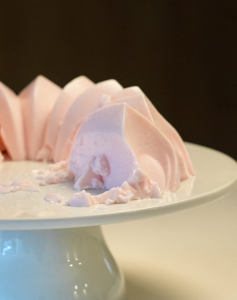 Close Up Finished Pink Gelatin Mold eaten