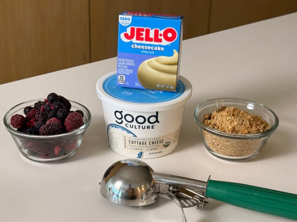 High Protein No Bake Berry Cheesecake with Cottage Cheese Ingredients