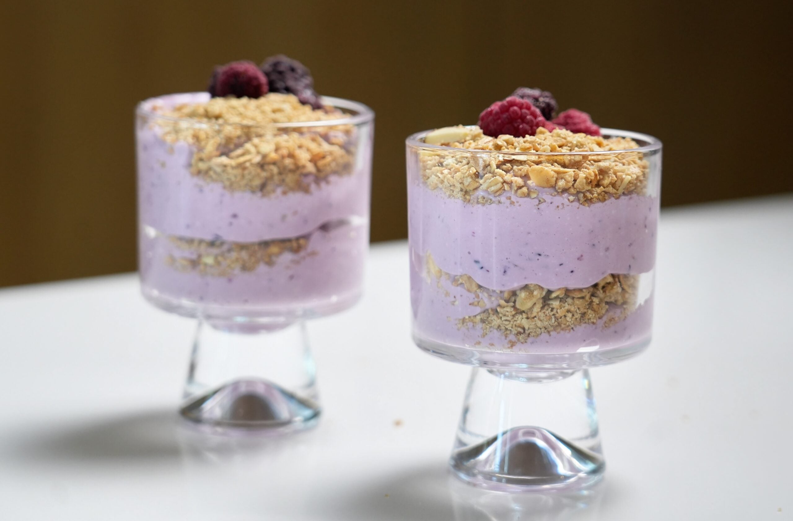 High Protein No Bake Berry Cheesecake with Cottage Cheese long view