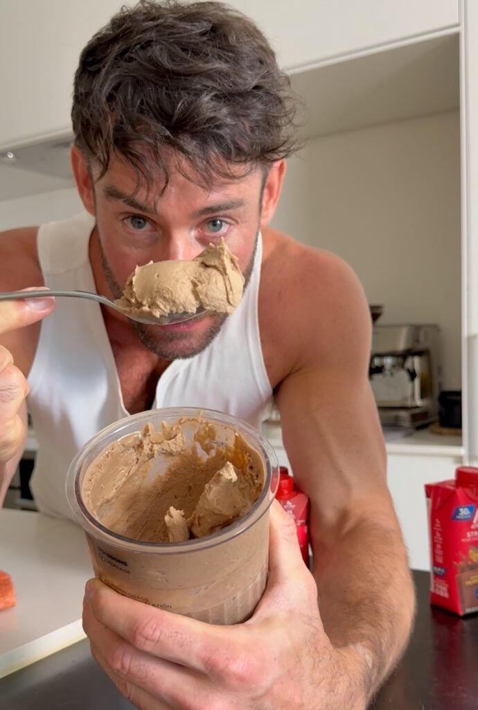 jacob eating the peanut butter creami
