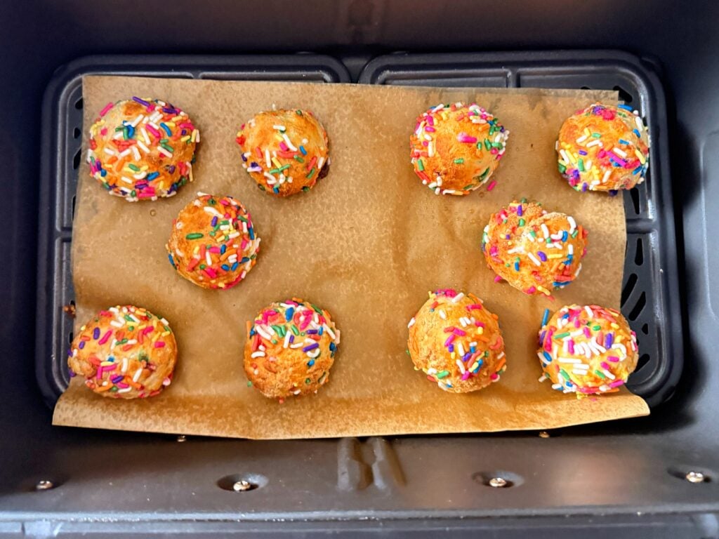 perfectly air fried funfetti birthday cake donut holes