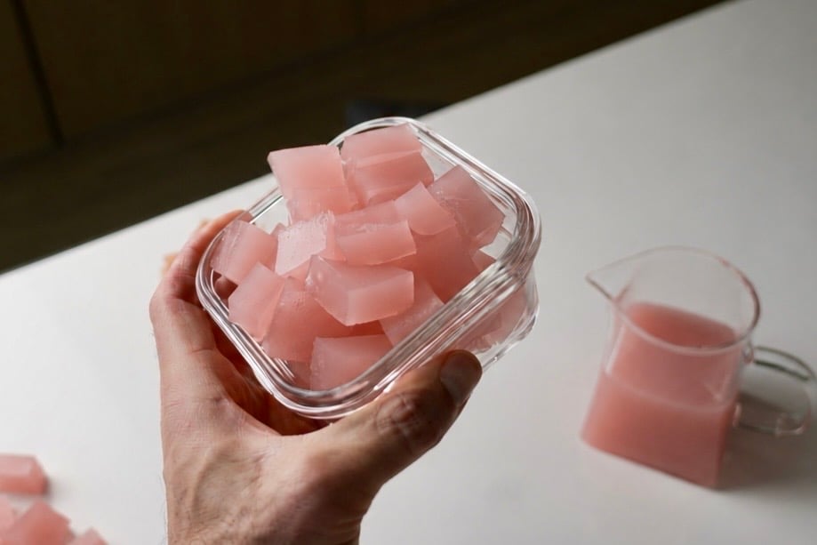 pink gelatin grapefruit weight loss hack in hand