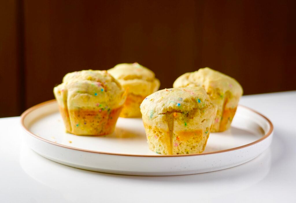 protein muffin with sprinkles