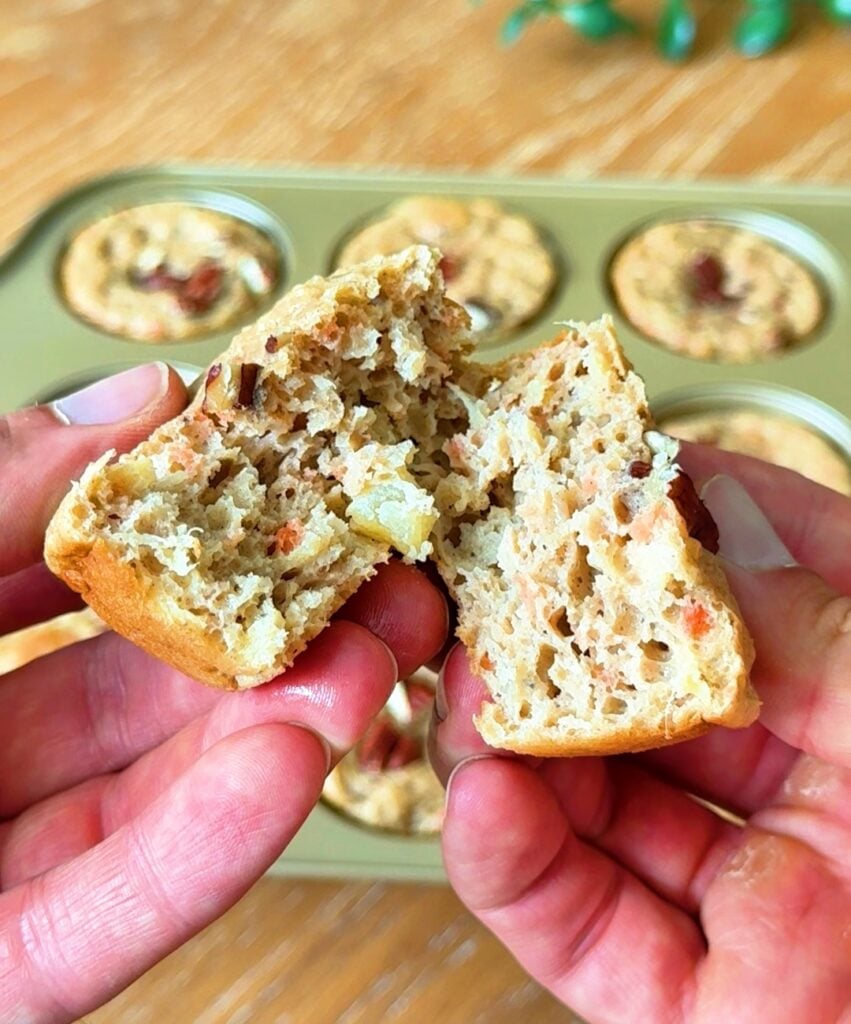 single carrot cake cupcake split