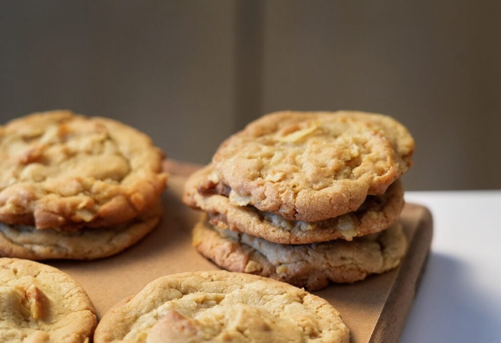 vintage potato chip cookie close up on board