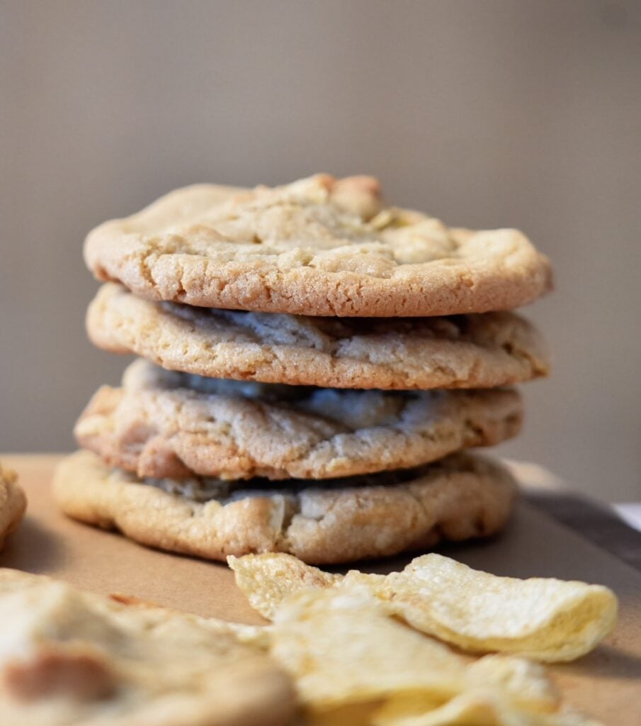 vintage potato chip cookie close up stacked