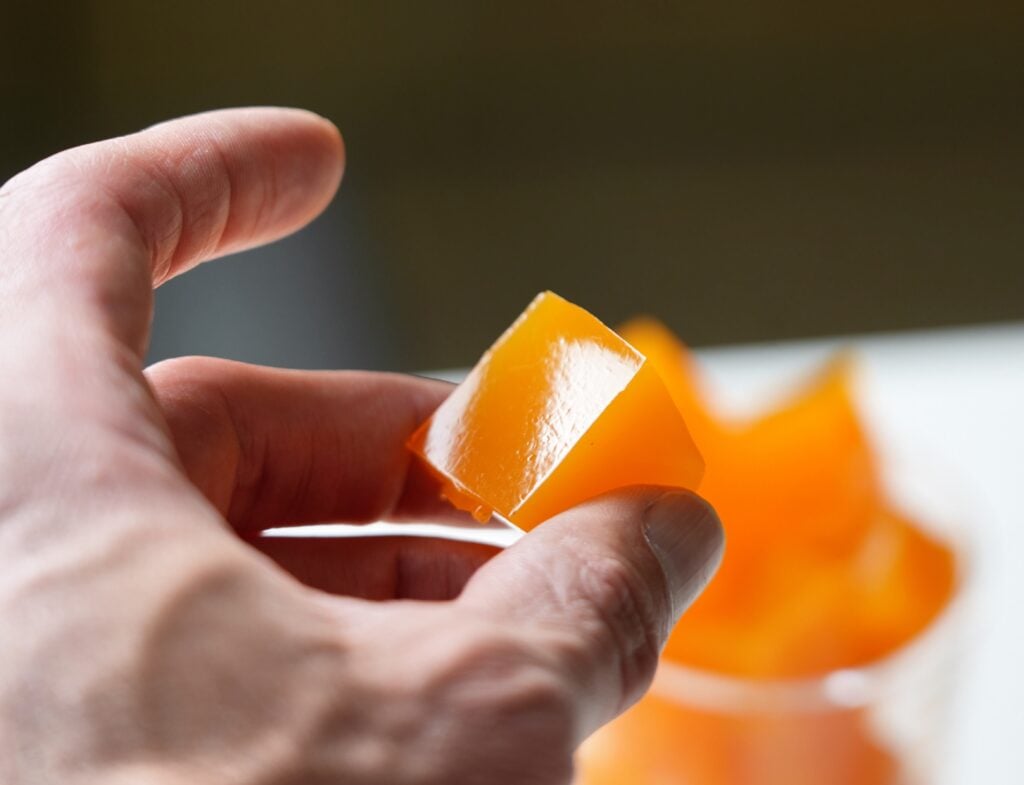 weight loss gummies close up in hand