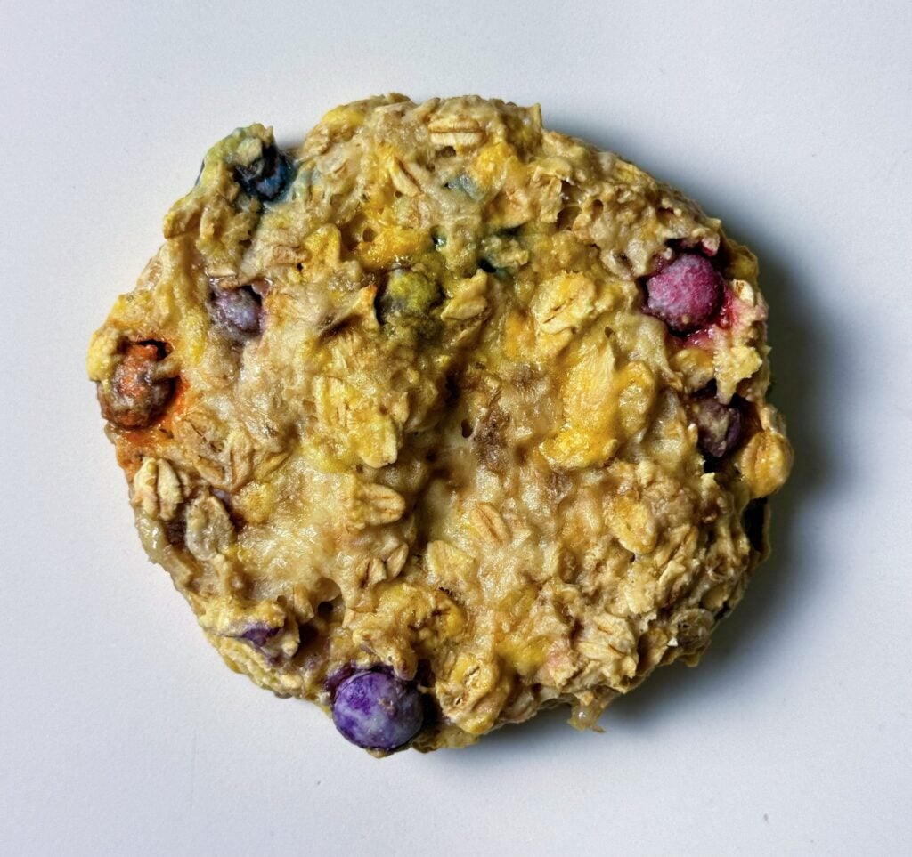 banana oat protein breakfast cookie on counter close up