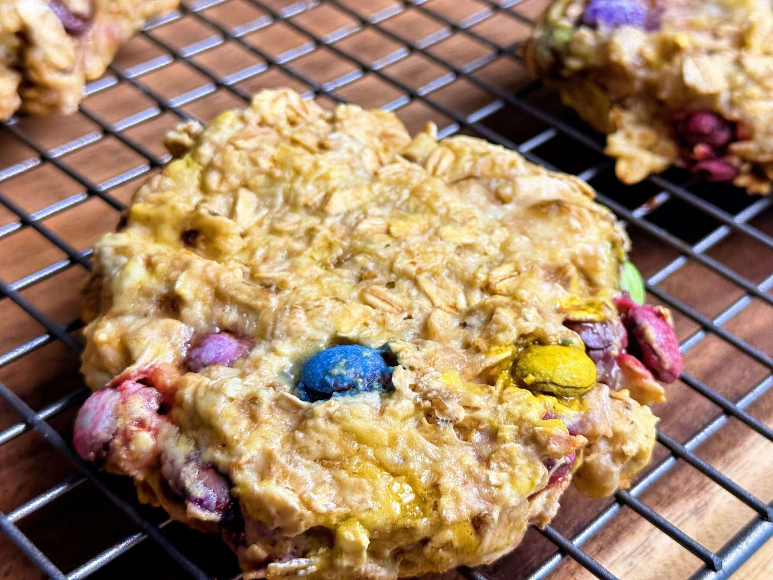 banana oat protein breakfast cookie on tray