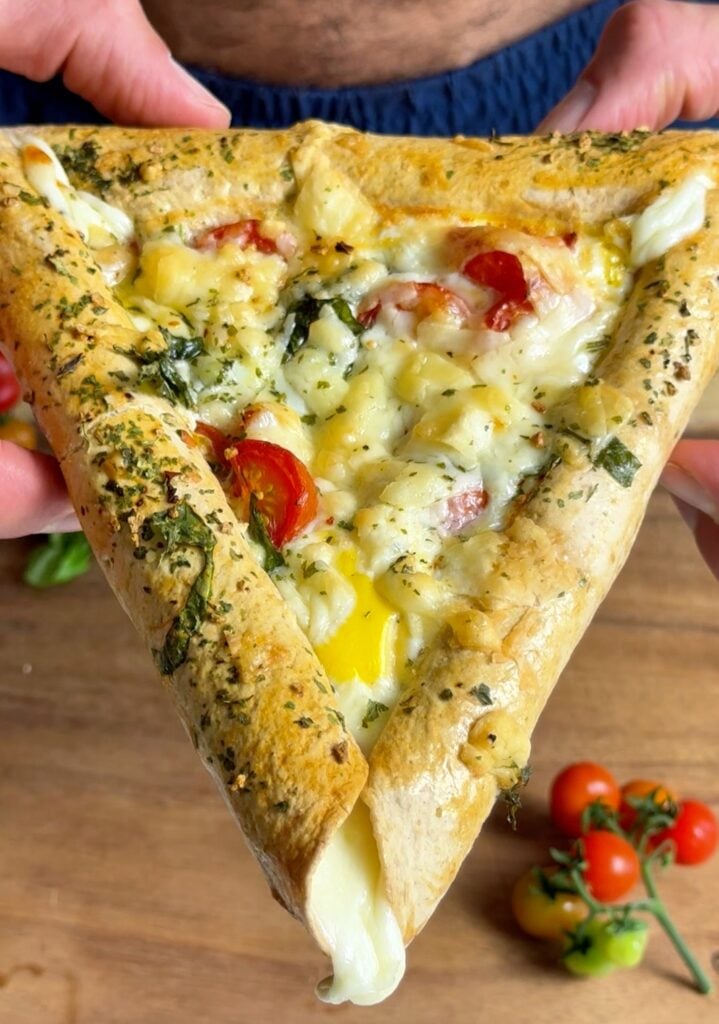 close up stuffed crust italian omelet