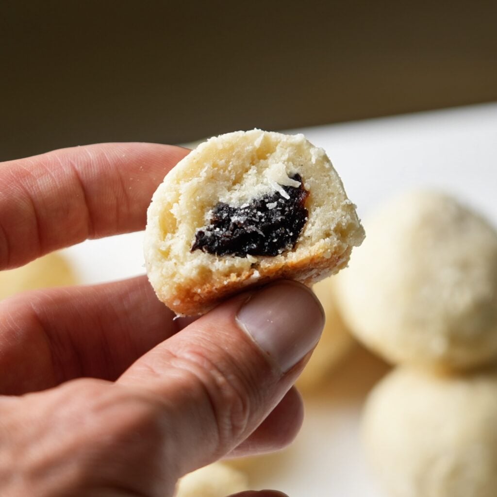 coconut surprise cookie in hand