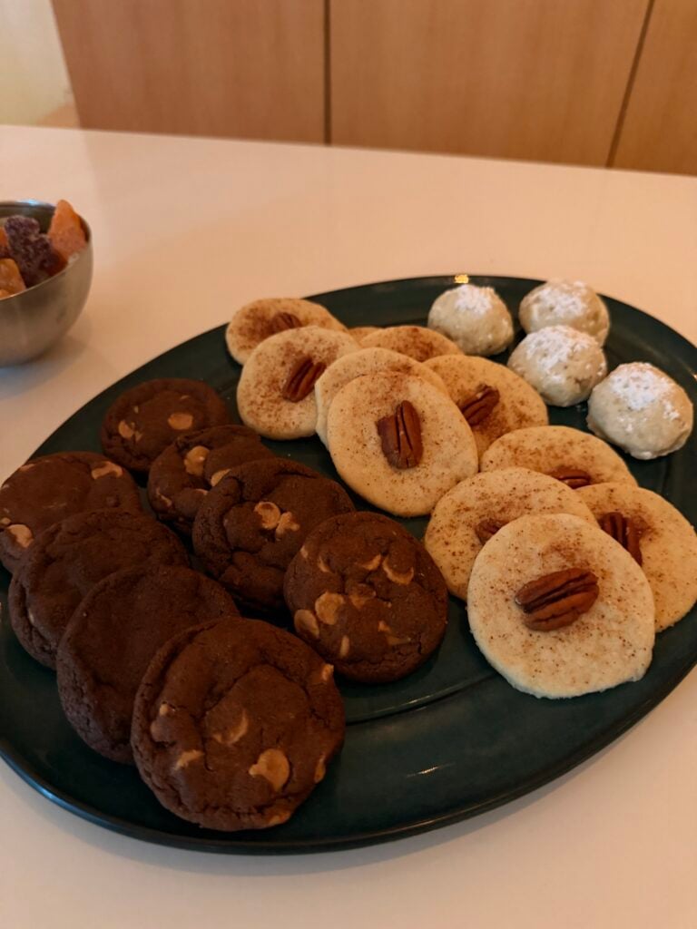 finished cookie tray with sand tarts