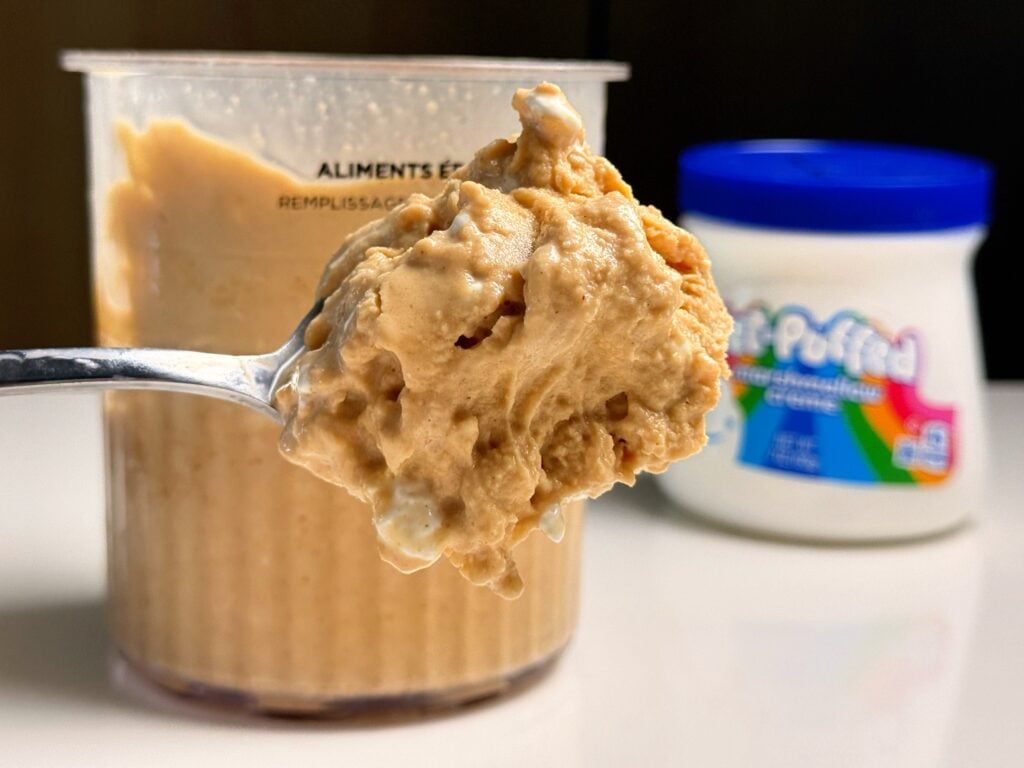 fluffernutter high protein ninja creami close up scoop