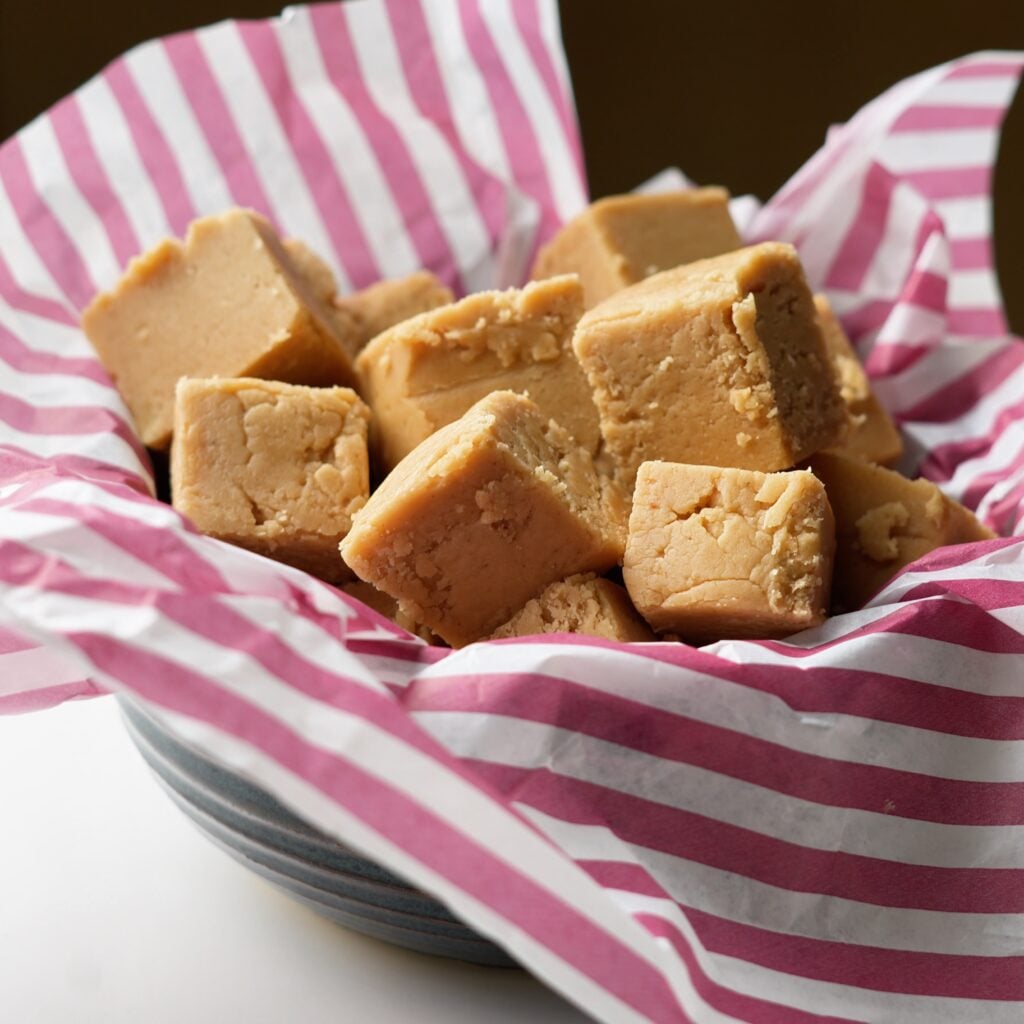 fudge in a basket close up