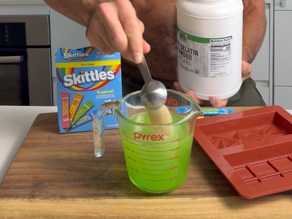 gummy protein bar gelatin being mixed