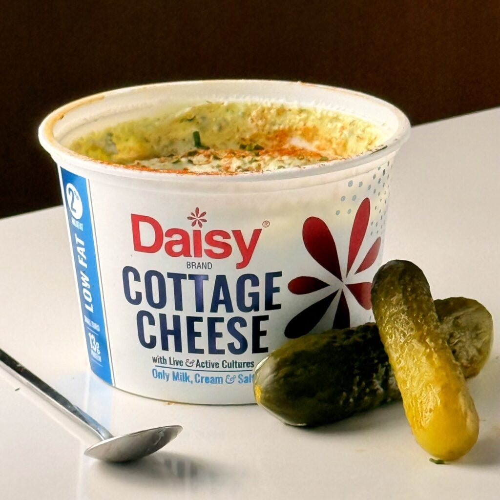 high protein pickle cottage cheese dip