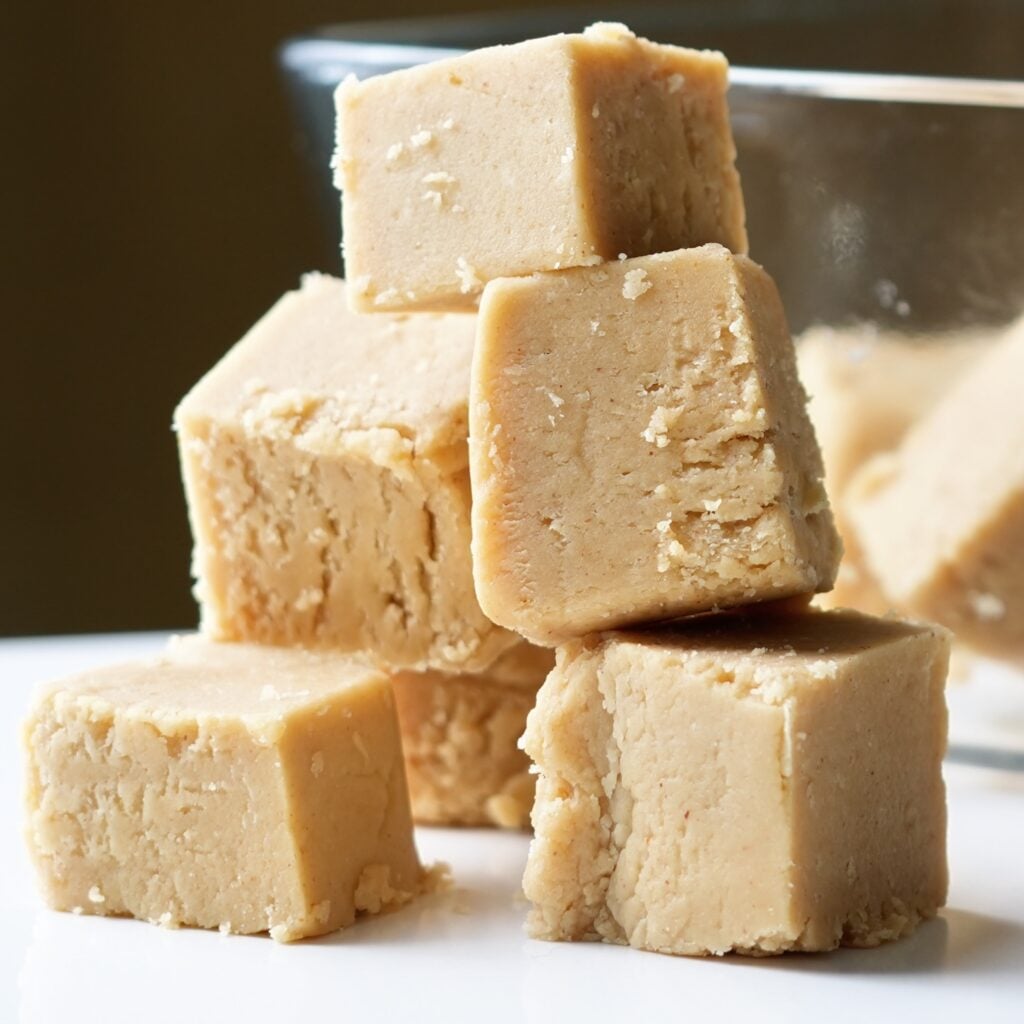 holiday fudge peanut butter and marshmallow stacked