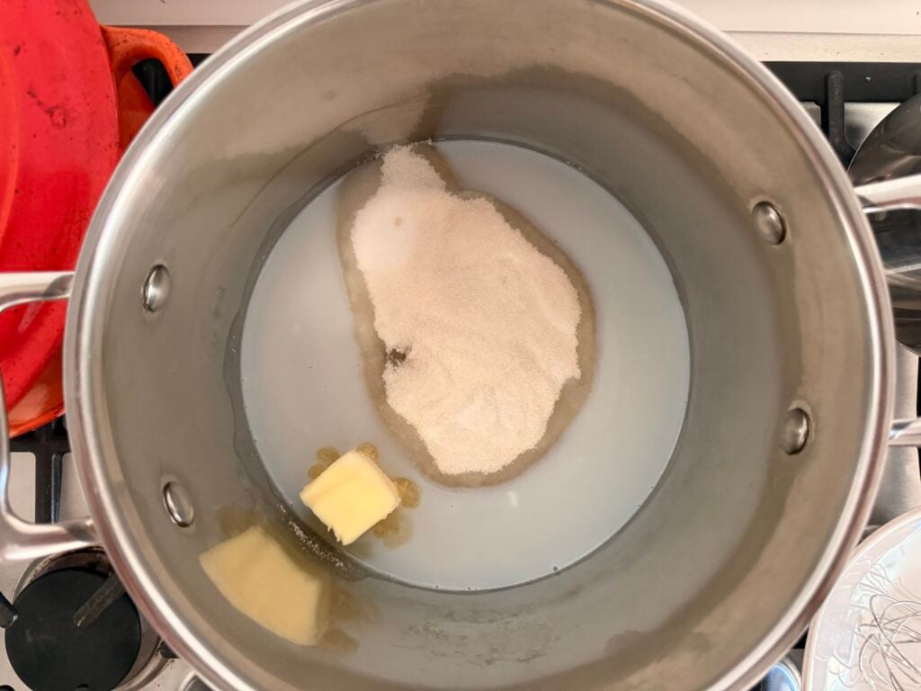 ingredients on stove for the fudge