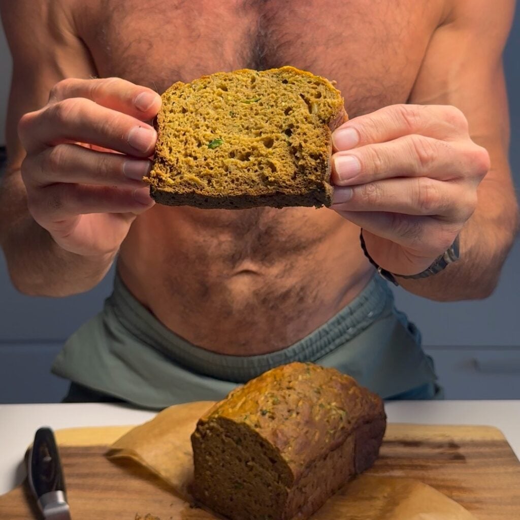 jacob holding his zucchini bread