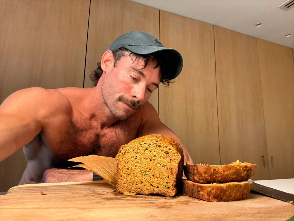 jacob looking at high protein zucchini bread