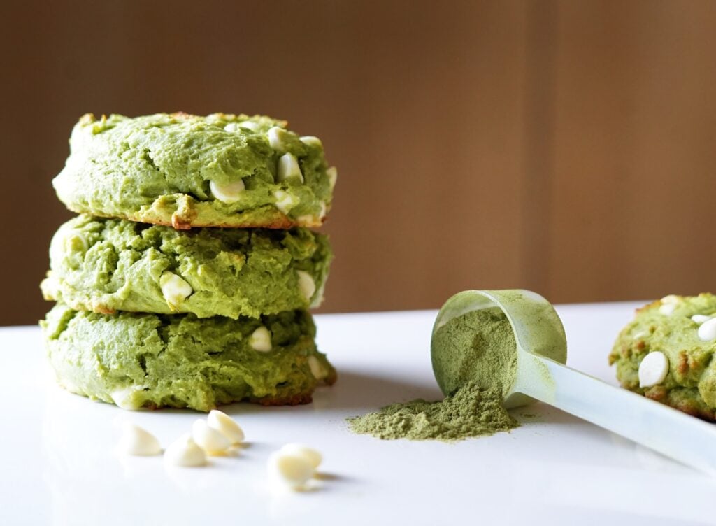 matcha and greens protein cookie close up