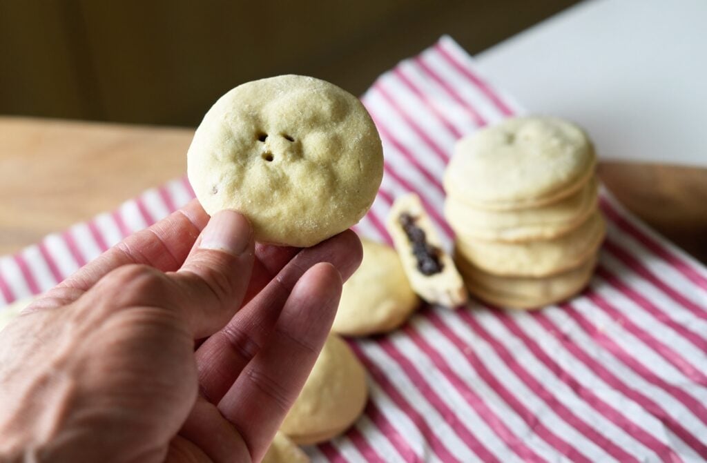 old fashioned raisin filled cookie in hand