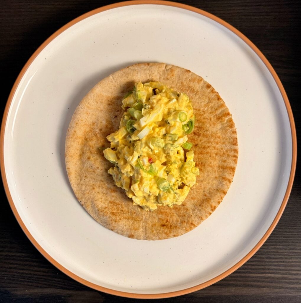 spicy pickle egg salad on table