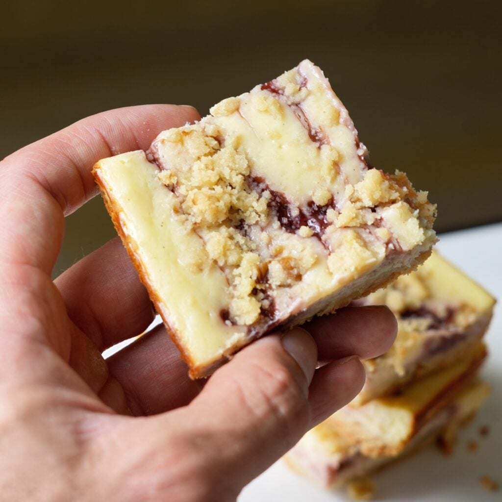 vintage cream cheese jelly bars in hand