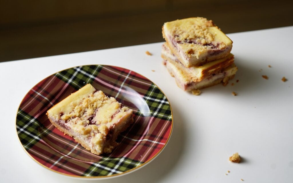 vintage cream cheese jelly bars on counter