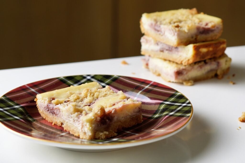 vintage cream cheese jelly bars on plate