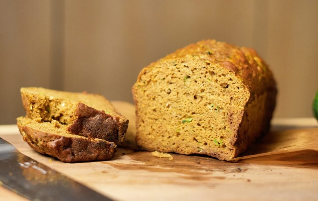 wide hero shot of zucchini bread