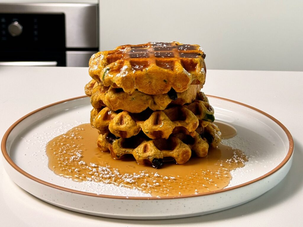 zucchini protein waffles stacked
