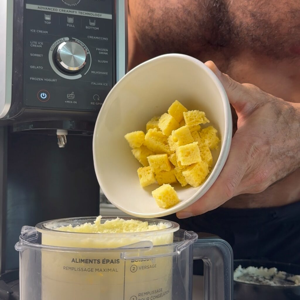 adding cake to the gooey butter cake ninja creami