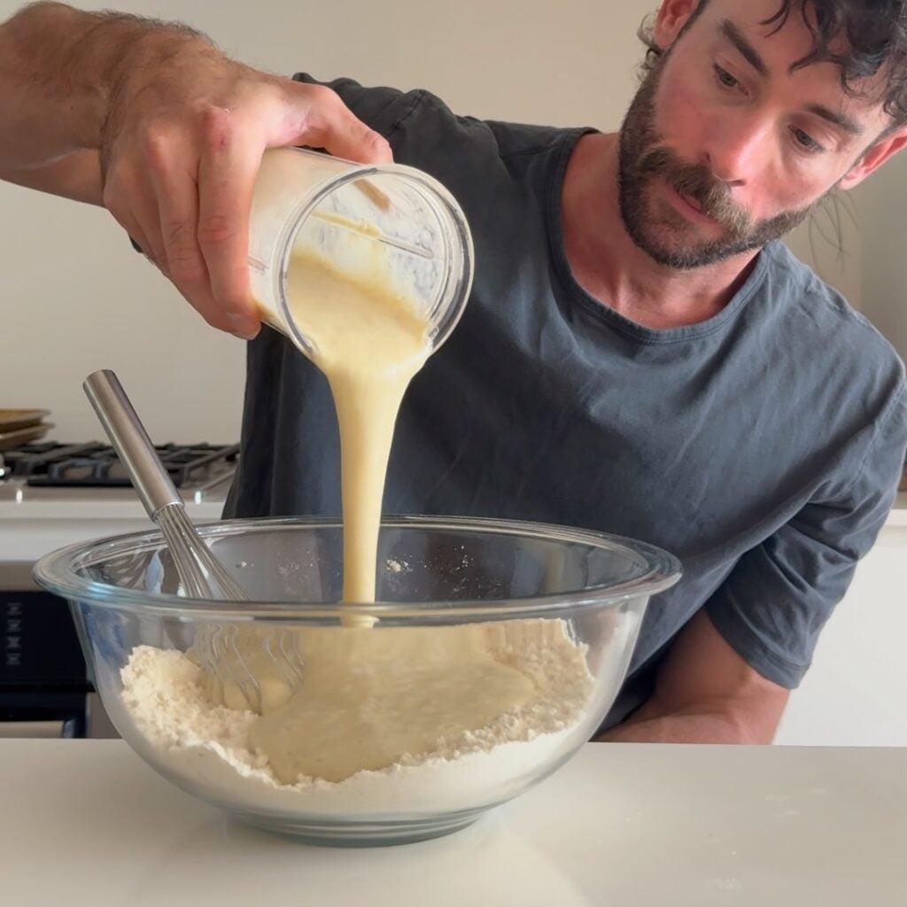adding wet to dry