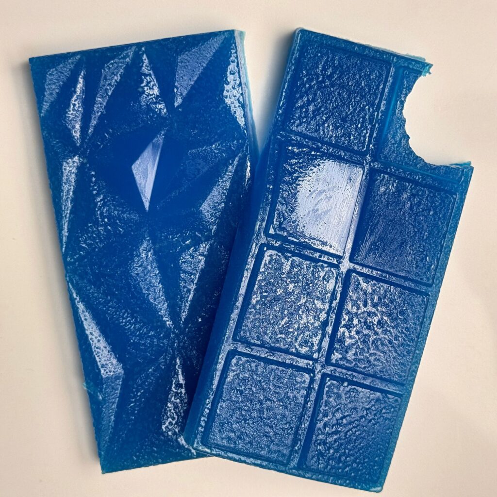 blue raspberry protein bars close up